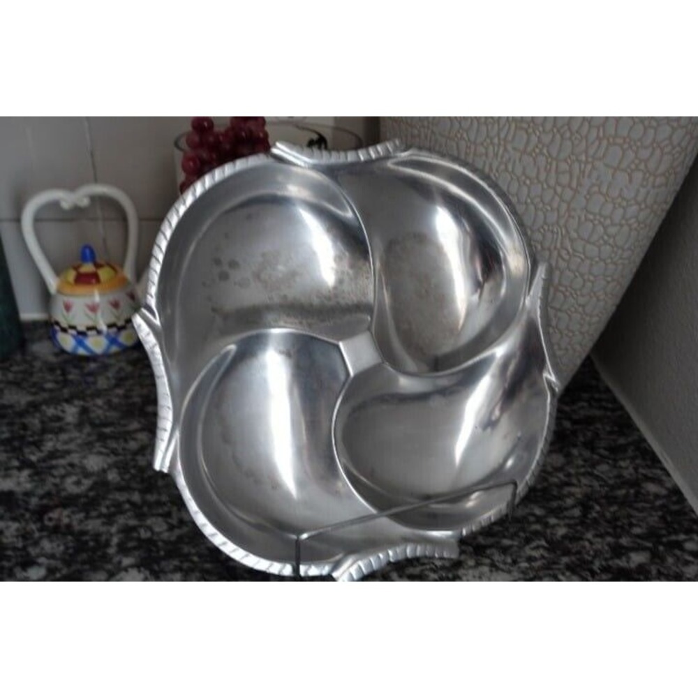 Vintage Aluminum Divided Serving Tray Appetizer Relish‎ Condiment Dish
